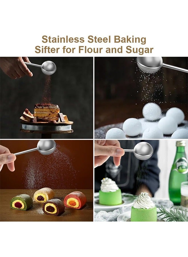 TodyJeyHo 2Pcs Stainless Steel Tea Strainer Tea Infuser for Loose Leaf Tea,Tea Diffusers Fine Mesh Tea Ball Tea Accessories, Baking Supplies Baker's Dusting Wand Sugar Shaker Duster Flour Duster (Full+Half)  - Image 4