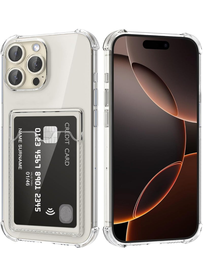 Transparent Shockproof Case with Card Wallet Compatible with iPhone 16 Pro Max  - Image 1
