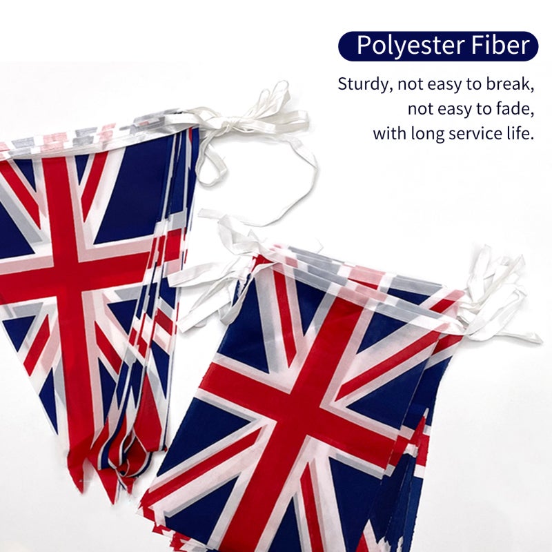 UK Flag 30Pcs Polyester Fiber - Sturdy Fade-resistant Union Jack Bunting Flag for Outdoor Barbecue National Day Bar Corridor Decoration - Image 2