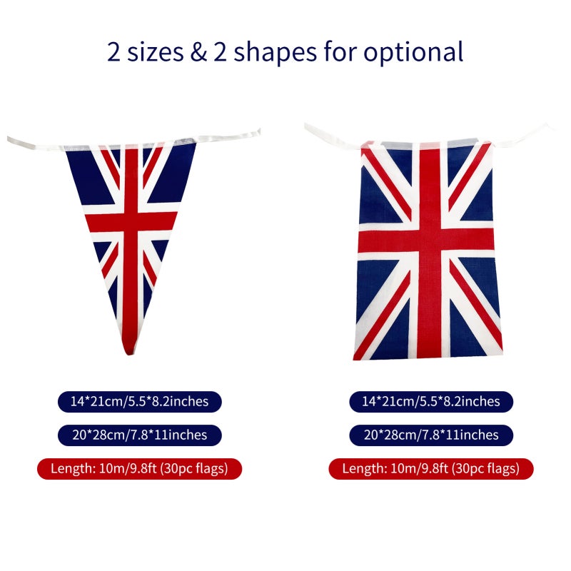 UK Flag 30Pcs Polyester Fiber - Sturdy Fade-resistant Union Jack Bunting Flag for Outdoor Barbecue National Day Bar Corridor Decoration - Image 4