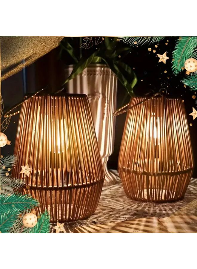 Solar Lantern Outdoor Hanging Garden Light Warm Light Iron Art Retro Hollow - Image 2