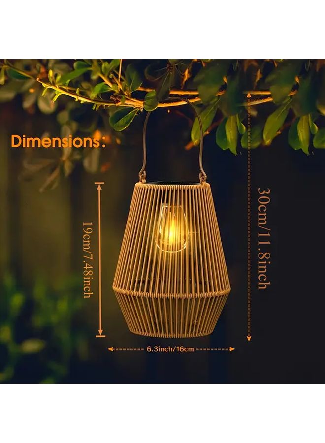 Solar Lantern Outdoor Hanging Garden Light Warm Light Iron Art Retro Hollow - Image 3