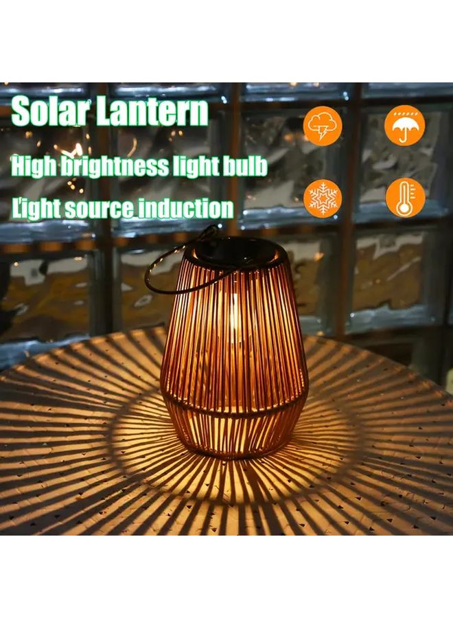 Solar Lantern Outdoor Hanging Garden Light Warm Light Iron Art Retro Hollow - Image 1