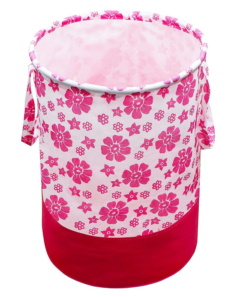 UNICRAFTS Unicrafts Laundry Bag 45 L Durable and Collapsible Laundry storage Bag with Side Handles Clothes Toys Storage Foldable Flower Print Laundry Basket Pack of 1 Pc Flower Print Blue Pink - Image 2