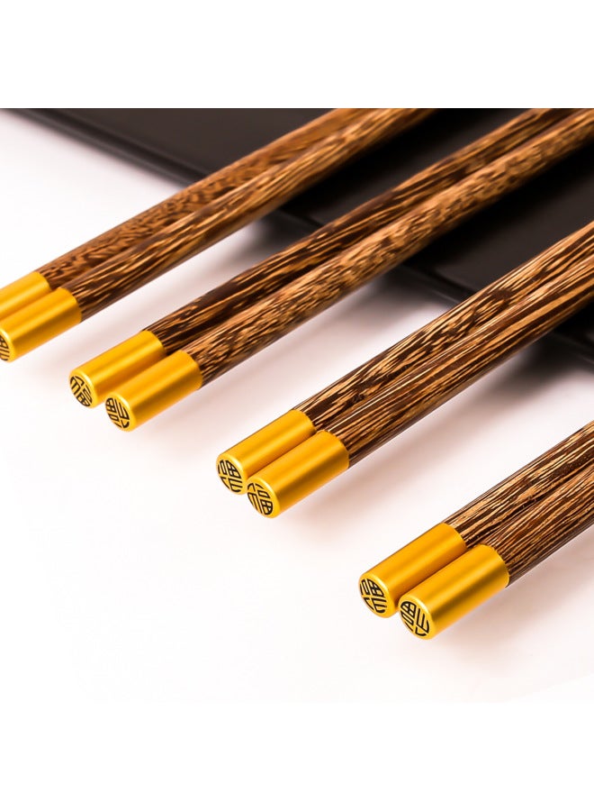 Chicken Wing Wooden Chopsticks Dome Fu Character Paint-free Wax-free Non-slip Non-mildew Community Group Purchase Supply Gift Chopsticks-Color:25CM Chicken Wing Wood Round Top Blessing ]  - Image 1