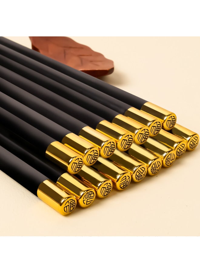 Chicken Wing Wooden Chopsticks Dome Fu Character Paint-free Wax-free Non-slip Non-mildew Community Group Purchase Supply Gift Chopsticks-Color:25CM Chicken Wing Wood Round Top Blessing ]  - Image 4