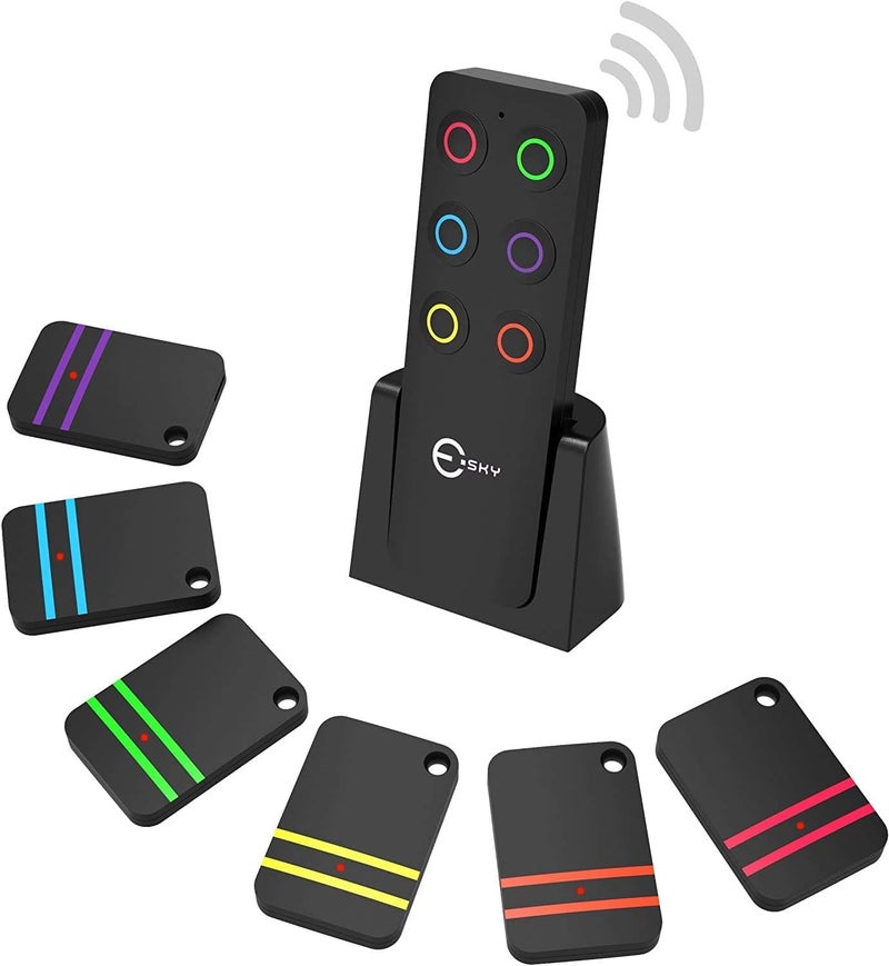 Esky Key Finder Locator with Sound, Stick-on TV Remote Control Finder, Item Locator Tags with 85dB Noise Sound 6 Receivers, Wallet Tracker Key Finders for Finding Keys, Remote Gift Idea - Image 1