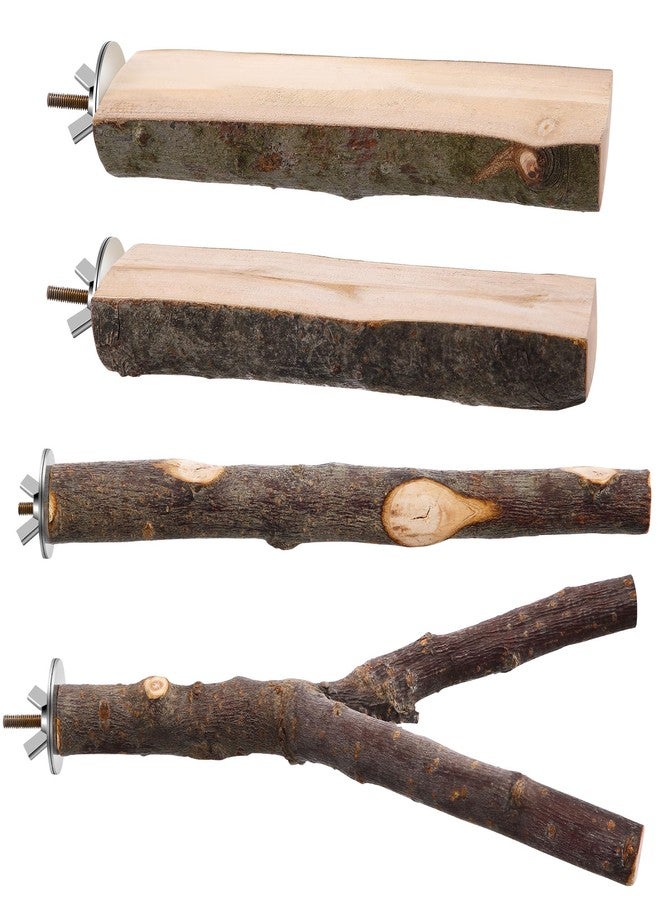 Saillong 4 Pack Natural Wood Bird Perch, Multi Branch Parrot Stand, Toy for Parakeet, Cockatiels, Conures, Lovebirds, Long Tailed Small Parrots Climbing Chewable Standing Cage Accessories - Image 1