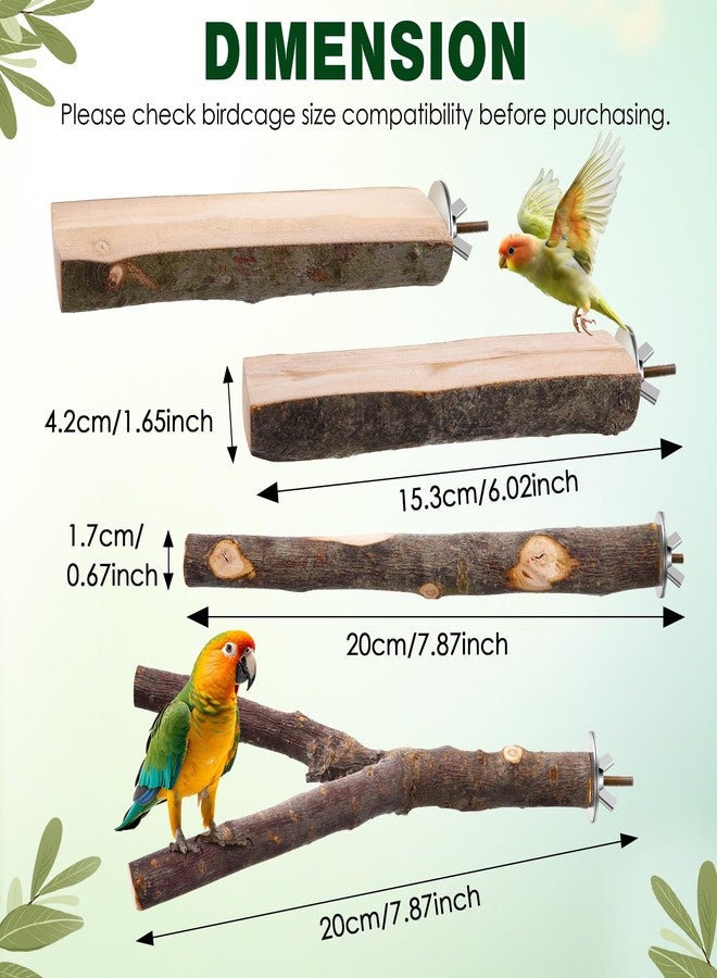 Saillong 4 Pack Natural Wood Bird Perch, Multi Branch Parrot Stand, Toy for Parakeet, Cockatiels, Conures, Lovebirds, Long Tailed Small Parrots Climbing Chewable Standing Cage Accessories - Image 3