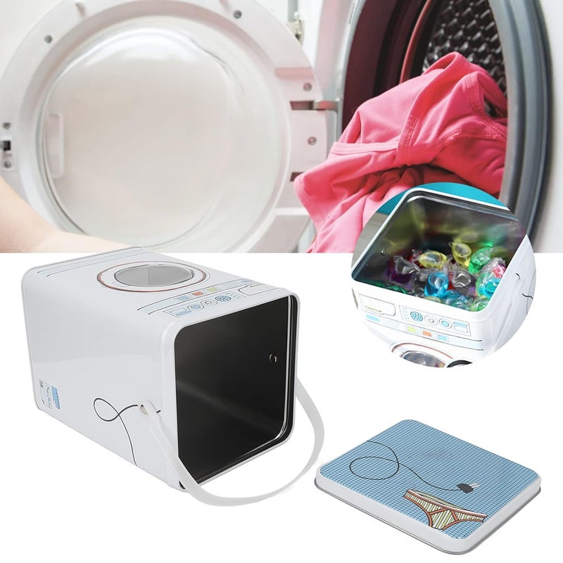 كلاراكو مسحوق الغسيل صندوق معدني للتخزين علبة تخزين علبة تخزين حاوية غرفة برميل منظف علبة تخزين أقراص الغسيل أكياس التخزين الزخرفية - Image 5