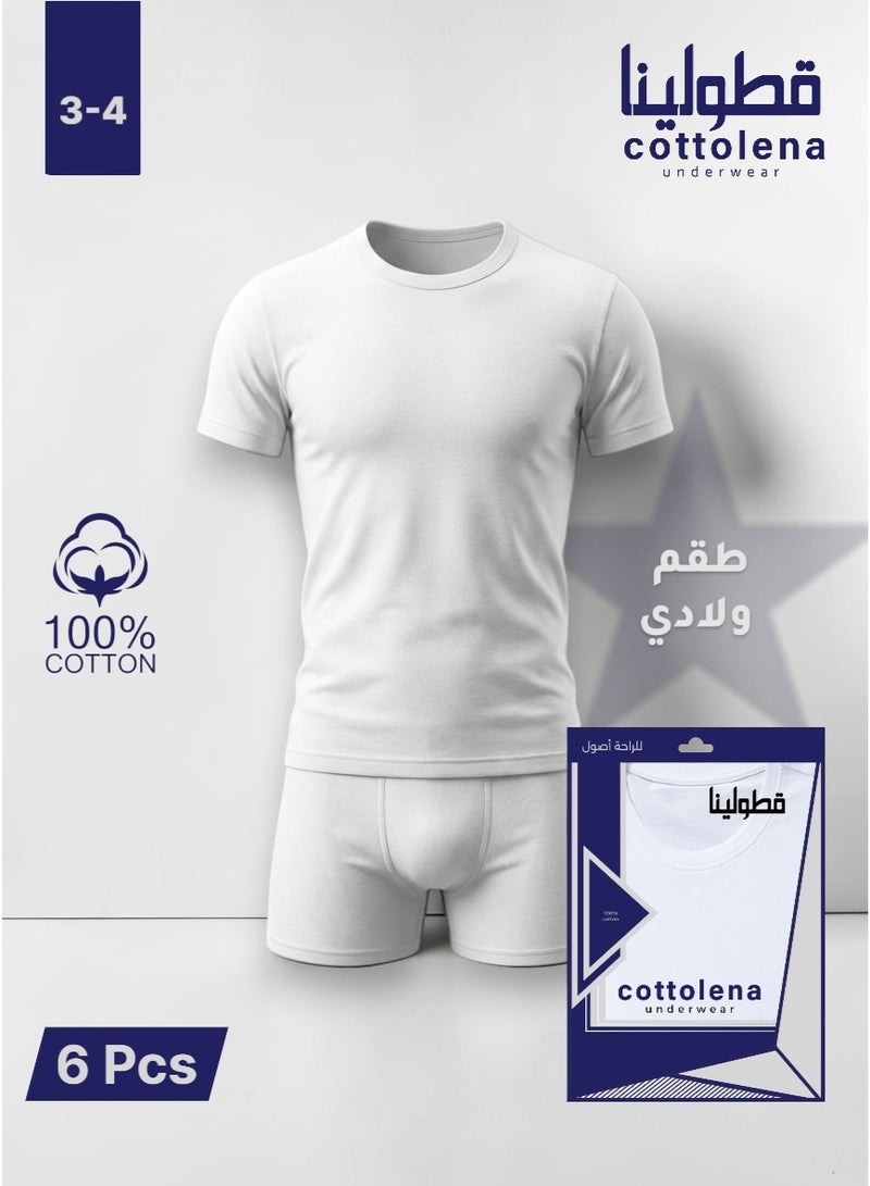 Cottolena 6-Piece Boys' Innerwear Set – 100% Combed Uzbek Cotton – Made in Egypt – Ultra Soft – Size 3-4 - Image 2