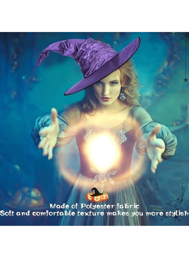 AUTOYSUR Witch Hat,Black Large Ruched Witch Hat,Spider Pendant Top Hat,Novelty Cosplay Accessories, for Women Men Wizard Cosplay Costume Accessories,45 * 45 * 37cm (Purple) - Image 4