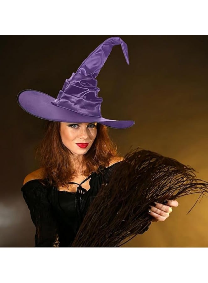 AUTOYSUR Witch Hat,Black Large Ruched Witch Hat,Spider Pendant Top Hat,Novelty Cosplay Accessories, for Women Men Wizard Cosplay Costume Accessories,45 * 45 * 37cm (Purple) - Image 3