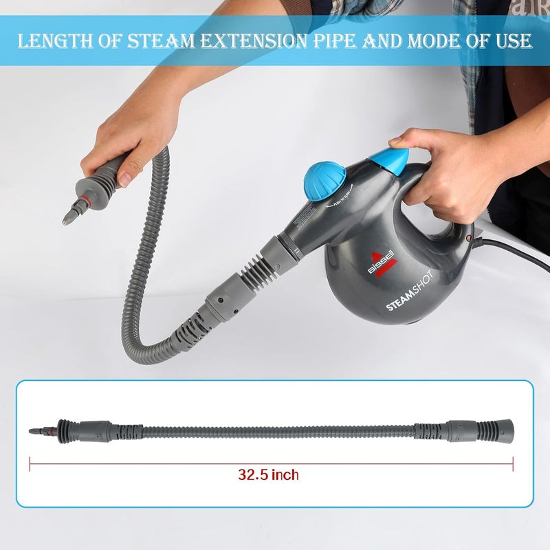 Sionlan 32.8in Steam Extension Hose Replacement Parts Compatible with Bissell SteamShot Hard Surface Cleaner, High Temperature Resistant Plastic, Gray, 1 Pack - Image 3