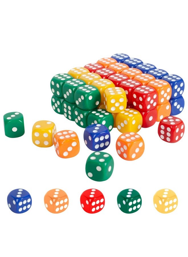 PowerKing 100-Count Premium 16mm Multicolor Dice Set (5 Colors) - Standard Size, Durable Acrylic - Perfect for Board Games, Classroom Learning, and Group Events - Image 1
