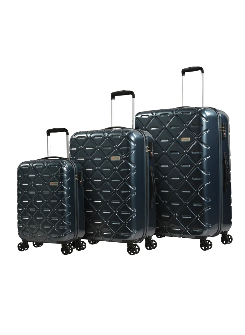 eminent Wheeled Unisex Hard Shell Trolley Luggage Set of 3 Makrolon Lightweight 4 Quiet Double Spinner Wheel Suitcase with TSA lock KG18 Graphite