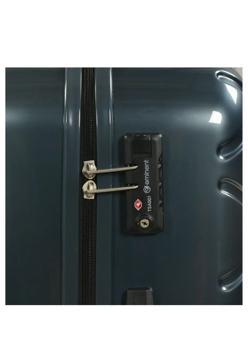 eminent Wheeled Unisex Hard Shell Trolley Luggage Set of 3 Makrolon Lightweight 4 Quiet Double Spinner Wheel Suitcase with TSA lock KG18 Graphite