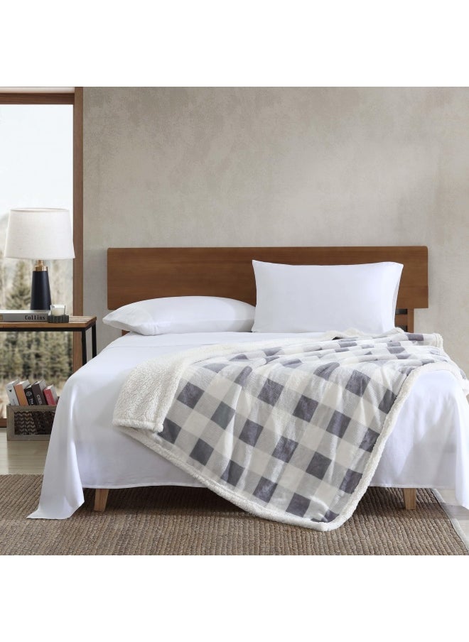 Eddie Bauer - Ultra Plush Collection Throw Blanket Reversible Sherpa Fleece Cover Soft And Cozy Perfect For Bed Or Couch Mountain Grey - Image 1