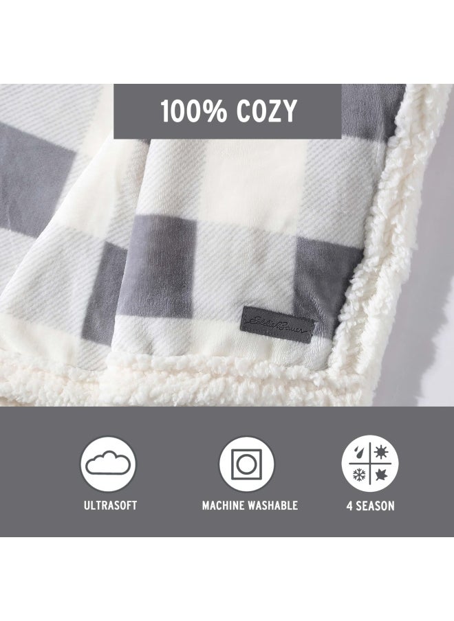 Eddie Bauer - Ultra Plush Collection Throw Blanket Reversible Sherpa Fleece Cover Soft And Cozy Perfect For Bed Or Couch Mountain Grey - Image 1