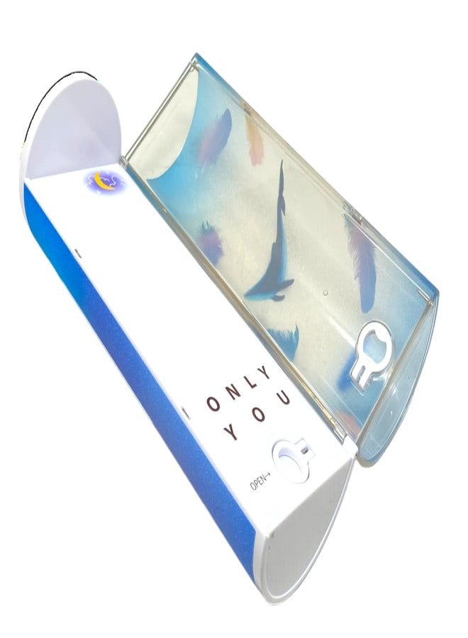 QIPS Abs Multifunctional Pencil Case Organizer Double Layer Cylindrical Large Capacity With Calculator, White Board, Marker & Mirror For Girls & Boys (Whale) - Image 3