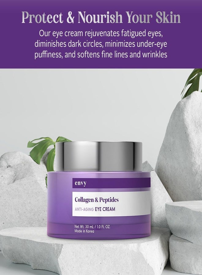 Envy Collagen & Peptides Eye Cream - Reduces Dark Circles, Puffiness & Wrinkles, Moisturizing, Anti-Aging, Rejuvenates, Dermatologist Tested, Cruelty-Free Korean Skin Care for All Skin Types - 1.01 Oz - Image 2