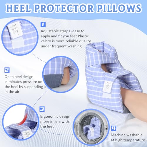 Ehucon Heel Protectors for Pressure Sores Relief - Foot Pillow for Bed Sores with 2 Straps for Healing Therapy of Heel Pain and Injury Adult Size - Image 3