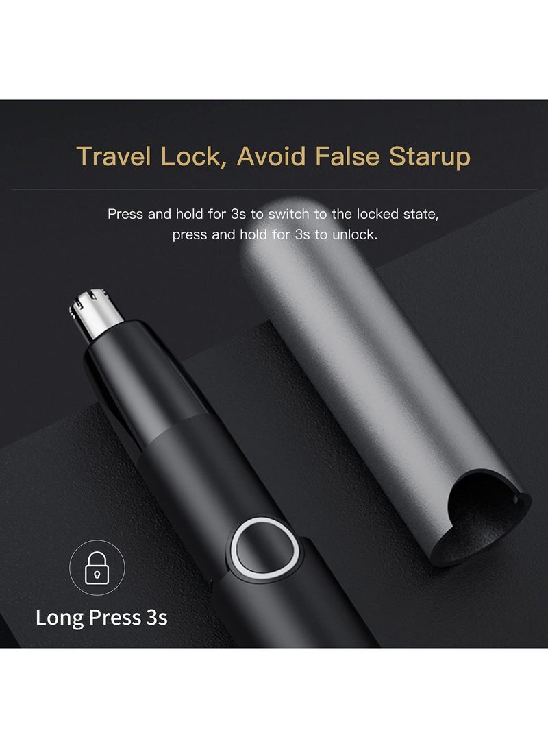 Zikra Electric Ear and Nose Hair Trimmer Cordless Eyebrow Removal Clipper Razor Shaver Trimmer for Men Women IPX7 Waterproof Type-C Fast Charging with Rechargeable Battery Travel Lock 6000RPM, Black - Image 4