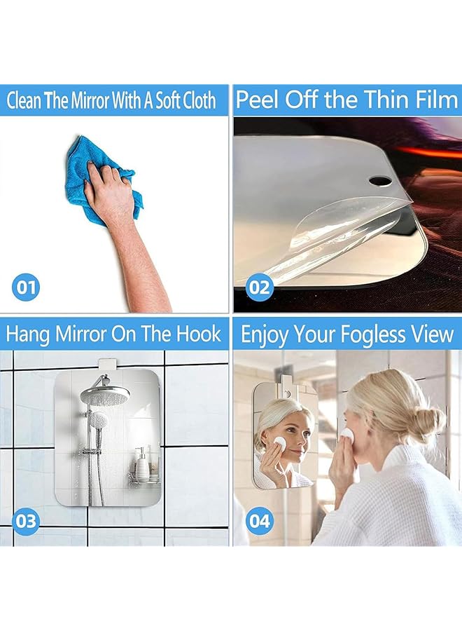erorex Shatterproof Shower Mirror For Shaving With Hook Large 8X10.7 Inch 40 Percent Cheaper Than The Original Unbreakable Deluxe Plexiglass Makeup Mirror Bathroom Wall Hanging Portable Handheld Camping - Image 4