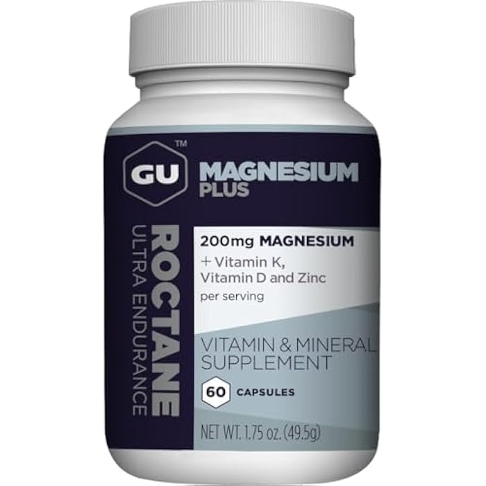 GU Energy Roctane Magnesium Plus Capsules with Vitamin K, D and Zinc, Informed Choice, Recovery Support After Any Workout, 60-Count Bottle (1-Month Supply) - Image 1