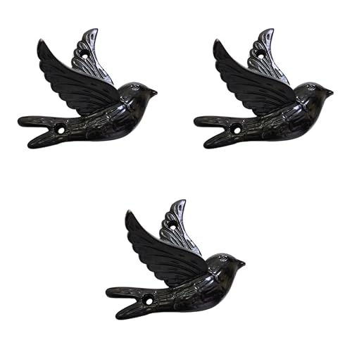 AYZCORP Set of 3 Cast Iron Bird Shape Coat Hooks Wall Art DecorBird Shape Hangers and Key HolderClothes Rack and Backpack HangerCoat Hooks Home Decor for Storage Living Room Hallway Black - Image 1