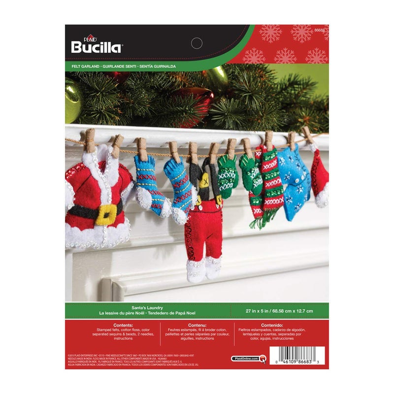 Bucilla Bucilla Felt Applique Home Decor Kit 27 by 5Inch Laundry Garland 