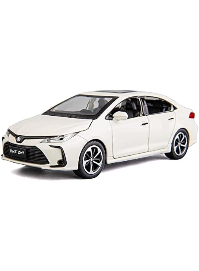 Compatible for 1:32 Corolla Model Car, Zinc Alloy Pull Back Toy Car with Sound and Light for Kids Boy Girl White - Image 1