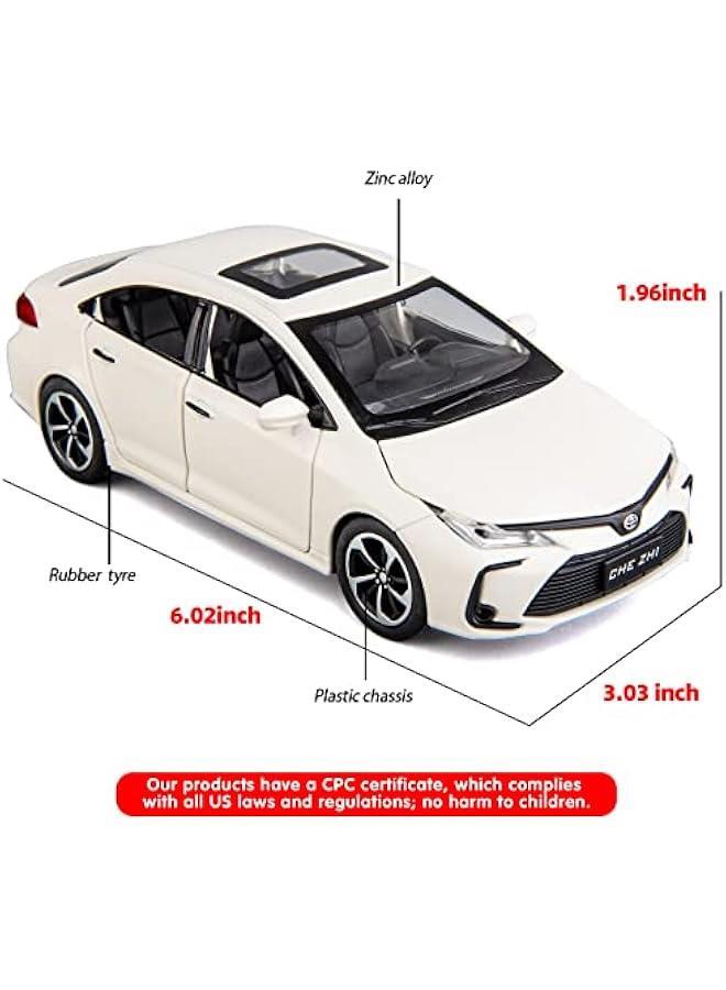 Compatible for 1:32 Corolla Model Car, Zinc Alloy Pull Back Toy Car with Sound and Light for Kids Boy Girl White - Image 2