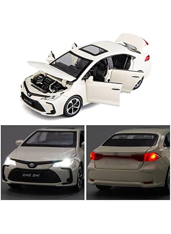 Compatible for 1:32 Corolla Model Car, Zinc Alloy Pull Back Toy Car with Sound and Light for Kids Boy Girl White - Image 3