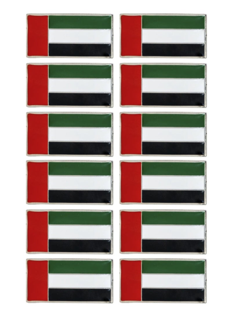 Yuwell 12 Pieces UAE National Day Flag Badge Premium Metal Magnetic Lapel Pin, Rectangle UAE Flag Brooch Emblem, Durable Magnetic Pin for Clothing, Gifts, Collectors, Party Supplies & National Day Decorations - Image 1