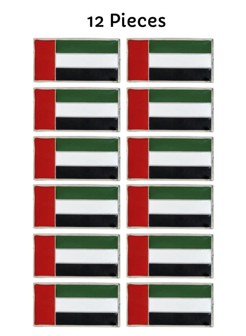 Yuwell 12 Pieces UAE National Day Flag Badge Premium Metal Magnetic Lapel Pin, Rectangle UAE Flag Brooch Emblem, Durable Magnetic Pin for Clothing, Gifts, Collectors, Party Supplies & National Day Decorations - Image 3
