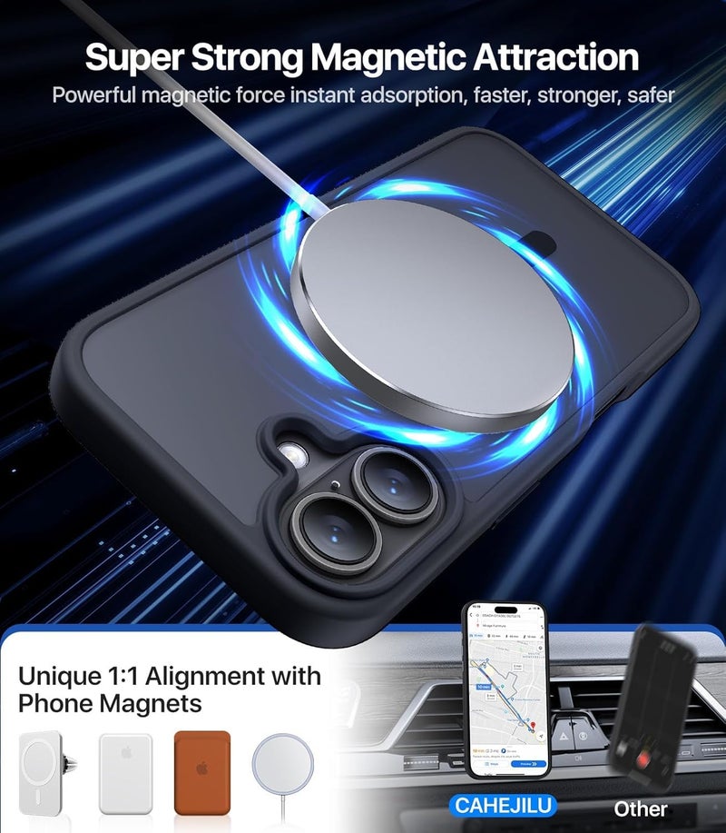 keeshar MagPro case for Apple iPhone 16 | MagSafe Compatible Protective Cover with Strong Magnetic Adsorption, Shockproof Armor, Scratch Resistant Polycarbonate Hard Back | Translucent Matte Black - Image 2