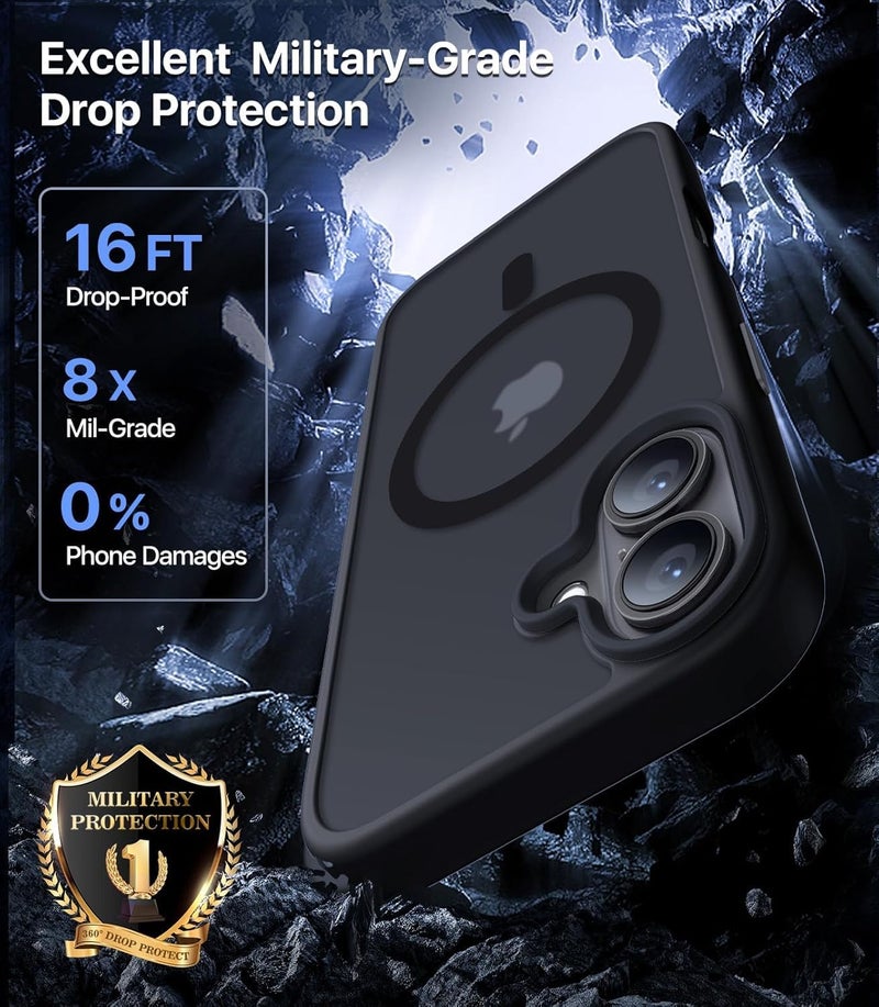 keeshar MagPro case for Apple iPhone 16 | MagSafe Compatible Protective Cover with Strong Magnetic Adsorption, Shockproof Armor, Scratch Resistant Polycarbonate Hard Back | Translucent Matte Black - Image 3