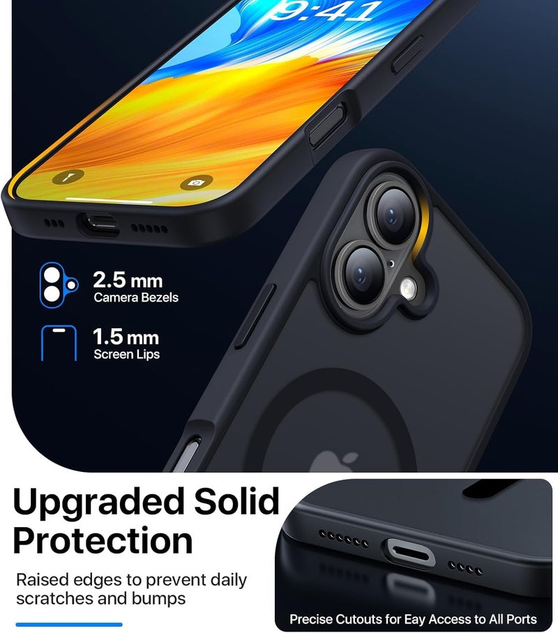 keeshar MagPro case for Apple iPhone 16 | MagSafe Compatible Protective Cover with Strong Magnetic Adsorption, Shockproof Armor, Scratch Resistant Polycarbonate Hard Back | Translucent Matte Black - Image 4