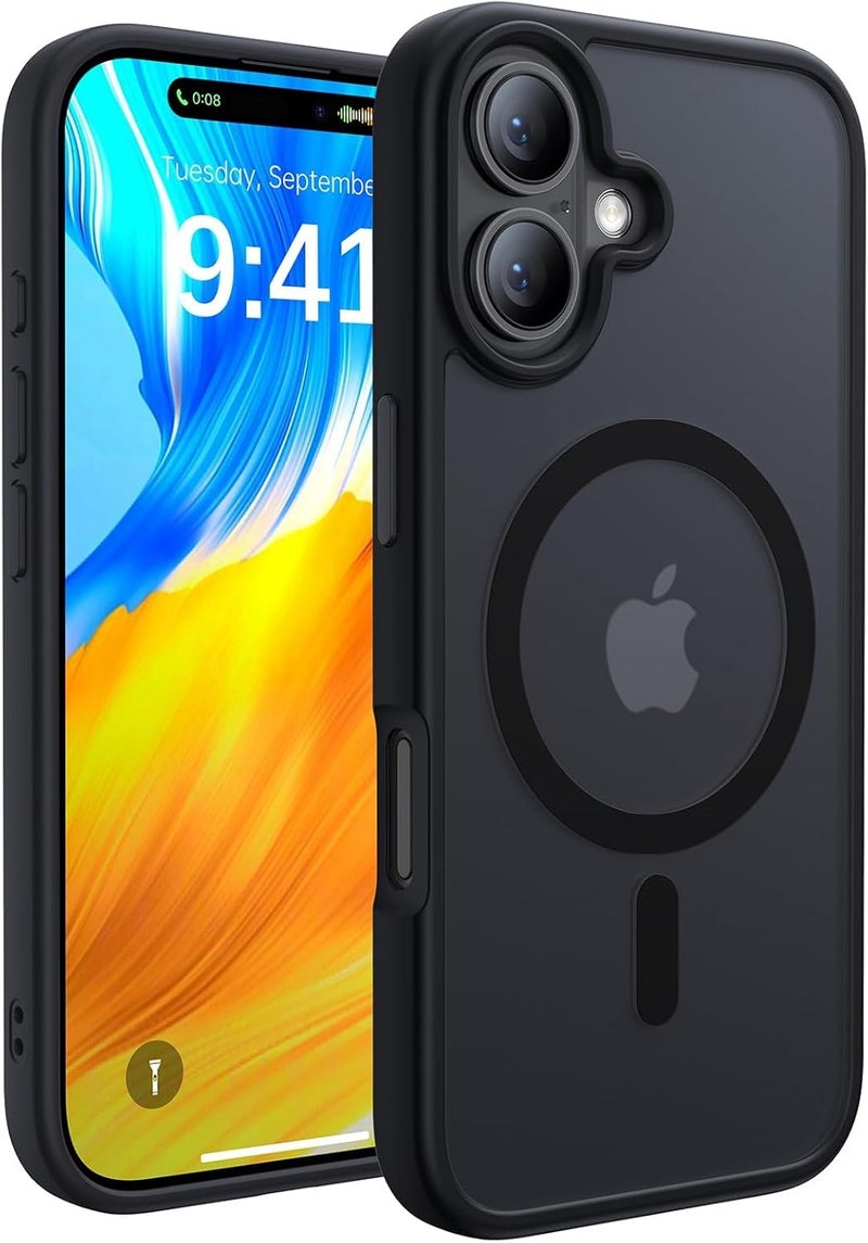 keeshar MagPro case for Apple iPhone 16 | MagSafe Compatible Protective Cover with Strong Magnetic Adsorption, Shockproof Armor, Scratch Resistant Polycarbonate Hard Back | Translucent Matte Black - Image 1