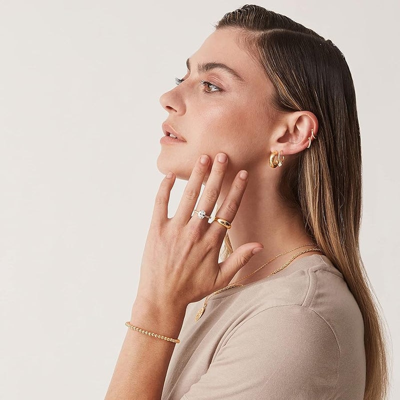 PAVOI 14K Gold Plated Chunky Dome Ring |Puffy Dome Stackable Rings | Womens Chunky Ring - Image 3