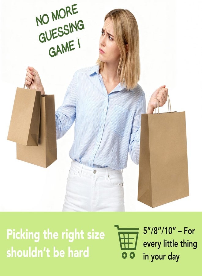 MESHA 90 Pack Brown Kraft Paper Bags with Handles Bulk, Multiple 3 Assorted Sizes Eco-Friendly Gift Bags for Small Shopping Business - Party Favors, Retail, Birthday Goody Bags & Grocery, 5/8/10 Inch - Image 3