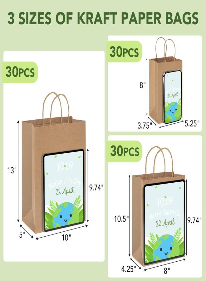 MESHA 90 Pack Brown Kraft Paper Bags with Handles Bulk, Multiple 3 Assorted Sizes Eco-Friendly Gift Bags for Small Shopping Business - Party Favors, Retail, Birthday Goody Bags & Grocery, 5/8/10 Inch - Image 2