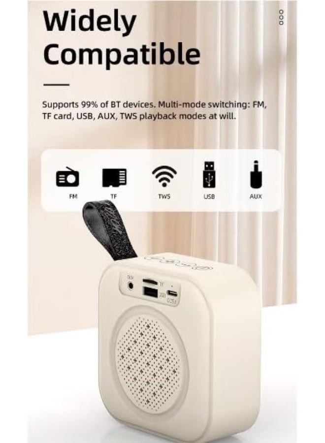 Hoco HC22 Wireless Bluetooth Speaker High Quality Auspicious Outdoor Portable Mini Audio 1200mAh Speaker Cai De Som Support TF Card/FM/TWS - Beige - Image 4