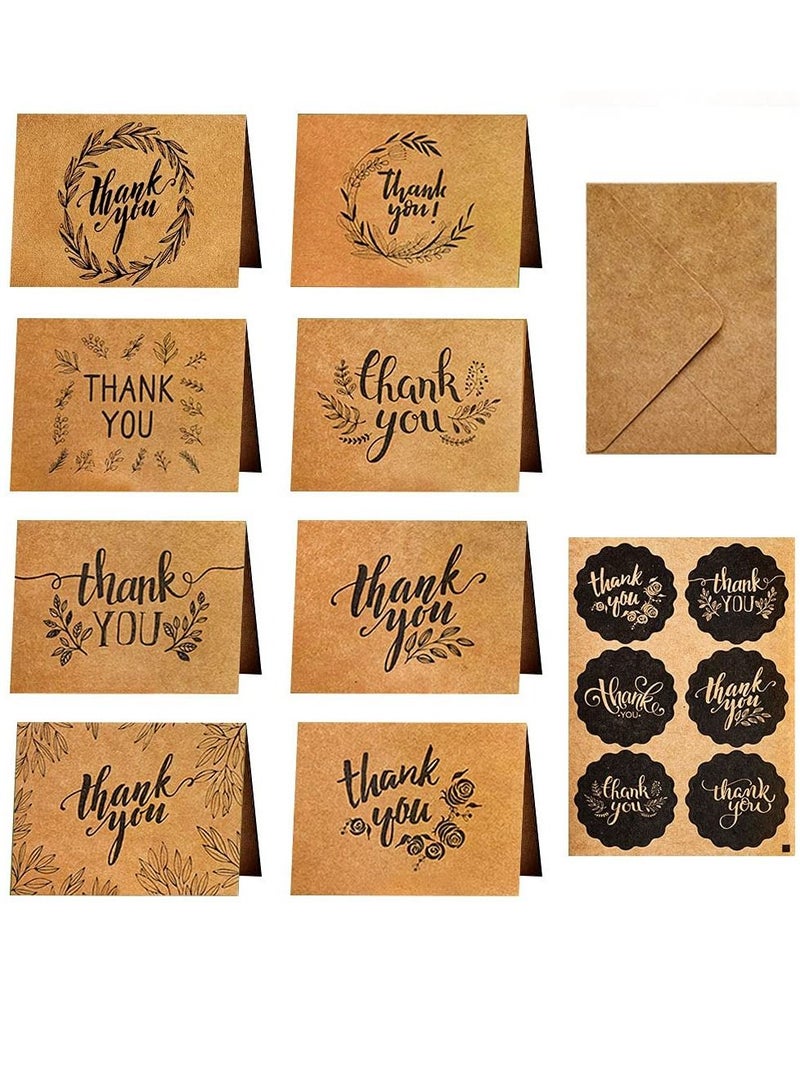 8 Sets of Thank You Cards  with Envelope  Thank You Greeting Cards and Stickers Perfect for Kids  Teacher's Day  Birthday  Graduation  Wedding  Mother's Day  etc. (24 Pieces) - Image 1