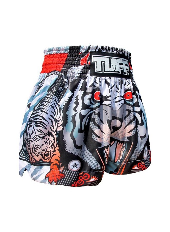 Tuff Sport Boxing Muay Thai Shorts Tiger Kick Martial Arts Training Gym Clothing Trunks, Gray Tiger, S - Image 5