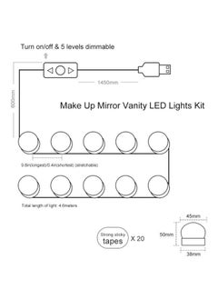 Raxoom 10-Piece LED Vanity Dimmable Mirror Light Set White 50x45x38mm  - Image 3