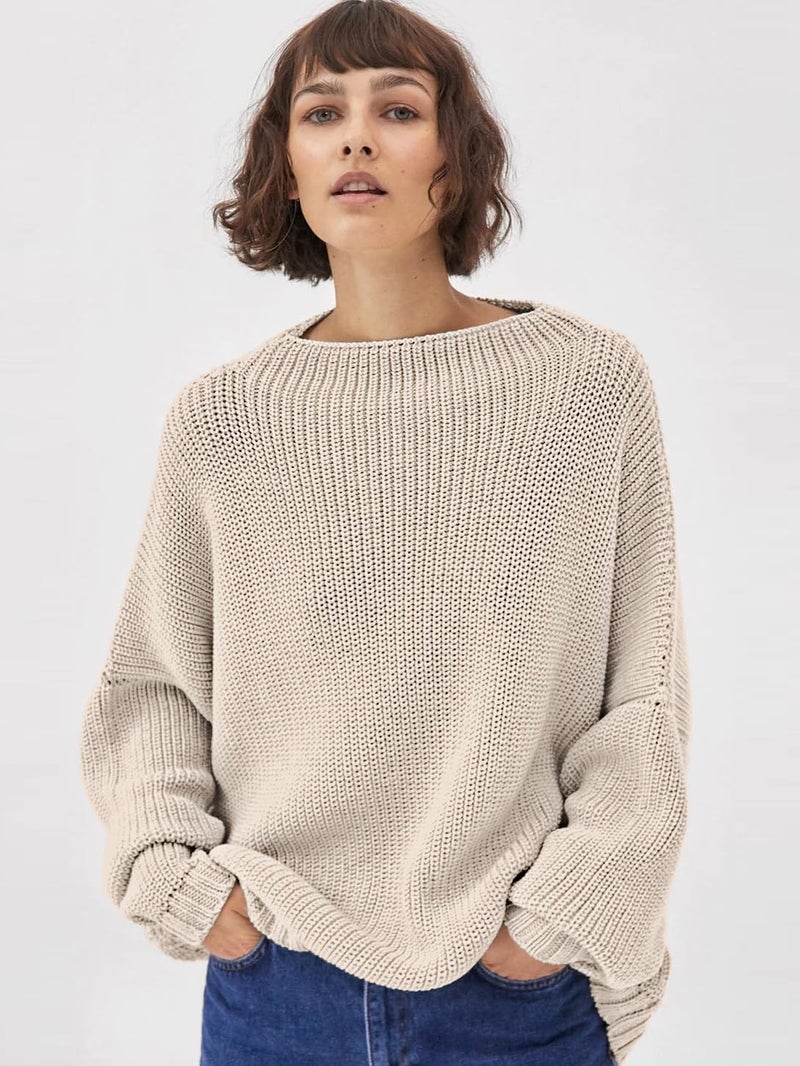 SAUKOLE Women’s Trendy Sweaters to Wear with Leggings Causal Mock Neck Batwing Sleeve Fall Cute Oversized Knit Tops - Image 2