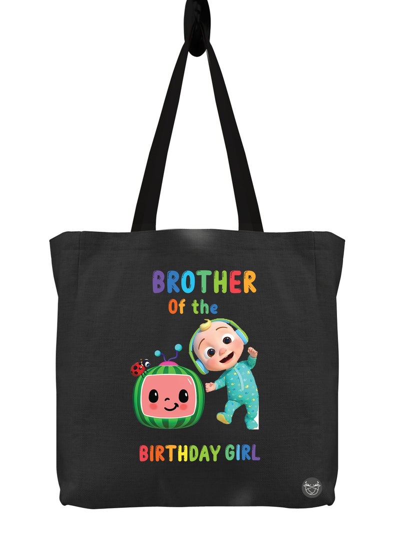 Canvas bag printed with the design Brother of the birthday girl