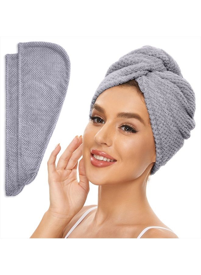 SimpleField Microfiber Hair Towel for All Hair Style, 2 Pack Quick Drying Hair Turban - Perfect for Women, Men and Kids (Grey) - Image 1